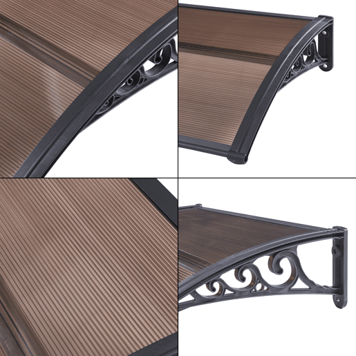 Toldo exterior Mellerud para portas com proteção policarbonato  plástico 100 x 60 cm - Preto e castanho en.casa