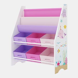 Estante infantil Ponteceso decoração marinha aglomeradotela 74x62x27cm - Branco Rosa Violeta en.casa