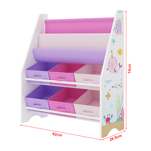 Estante infantil Ponteceso decoração marinha aglomeradotela 74x62x27cm - Branco Rosa Violeta en.casa