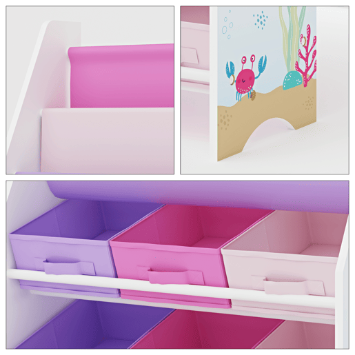 Estante infantil Ponteceso decoração marinha aglomeradotela 74x62x27cm - Branco Rosa Violeta en.casa