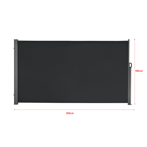 Toldo lateral exterior Mulhacen extensível 180 x 300 cm Preto pro.tec
