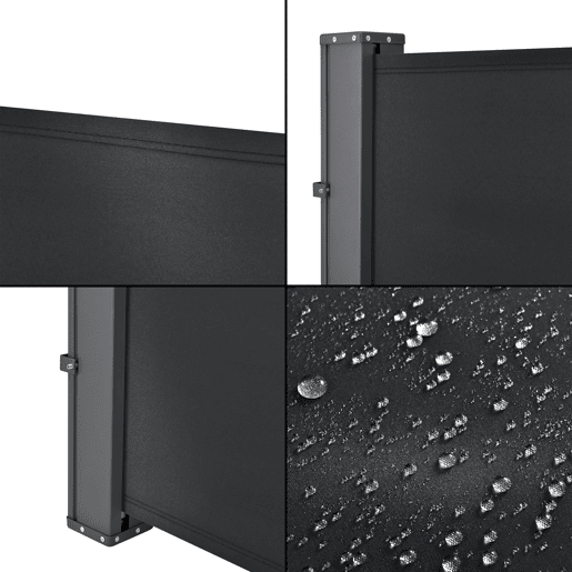 Toldo lateral exterior Mulhacen extensível 180 x 300 cm Preto pro.tec