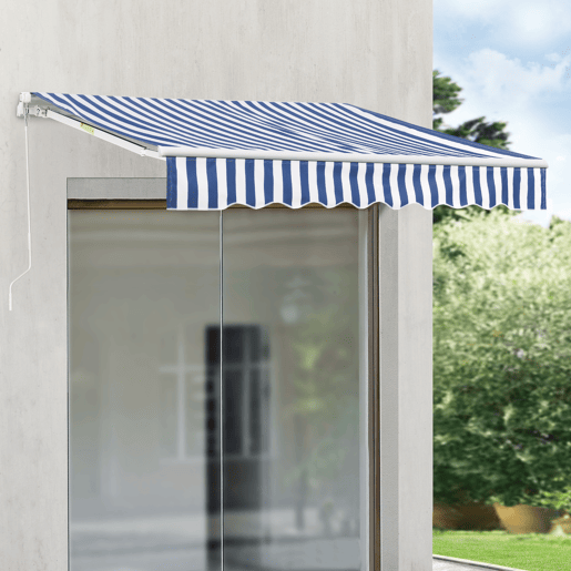 Toldo Articulado Bitonto Retráctil Manual 350 x 250 cm Azul e Branco en.casa