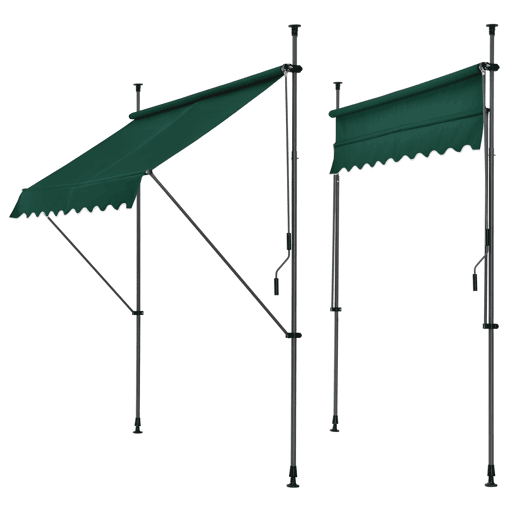 Toldo articulado com varas telescópicas 200 x 120 x 220-309 cm Verde escuro pro.tec