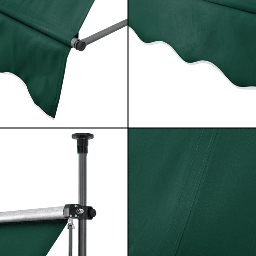 Toldo articulado com varas telescópicas 200 x 120 x 220-309 cm Verde escuro pro.tec
