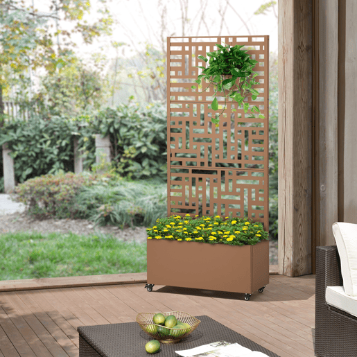 Divisória Bernalda com plantador de aço 190x82x38cm - Castanho casa.pro