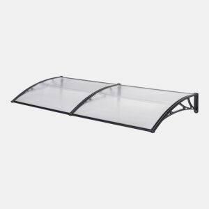 Toldo exterior Mellerud para portas com proteção policarbonato plástico 200 x 100 cm - Transparente e Preto en.casa