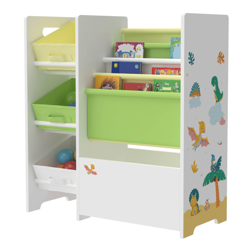 Estante para crianças Vimianzo motivo dinossauro aglomeradotela 60 x 65 x 30 cm multicolor en.casa