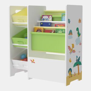 Estante para crianças Vimianzo motivo dinossauro aglomeradotela 60 x 65 x 30 cm multicolor en.casa