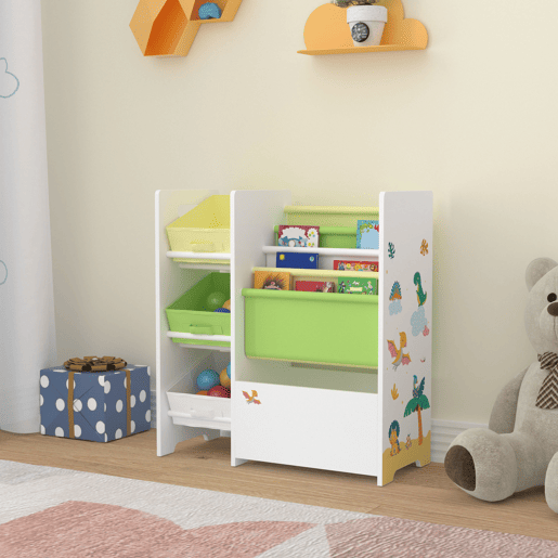 Estante para crianças Vimianzo motivo dinossauro aglomeradotela 60 x 65 x 30 cm multicolor en.casa