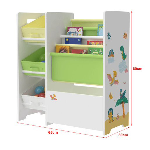 Estante para crianças Vimianzo motivo dinossauro aglomeradotela 60 x 65 x 30 cm multicolor en.casa