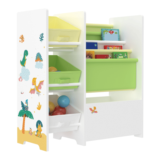 Estante para crianças Vimianzo motivo dinossauro aglomeradotela 60 x 65 x 30 cm multicolor en.casa