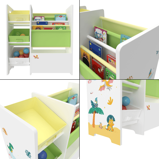 Estante para crianças Vimianzo motivo dinossauro aglomeradotela 60 x 65 x 30 cm multicolor en.casa
