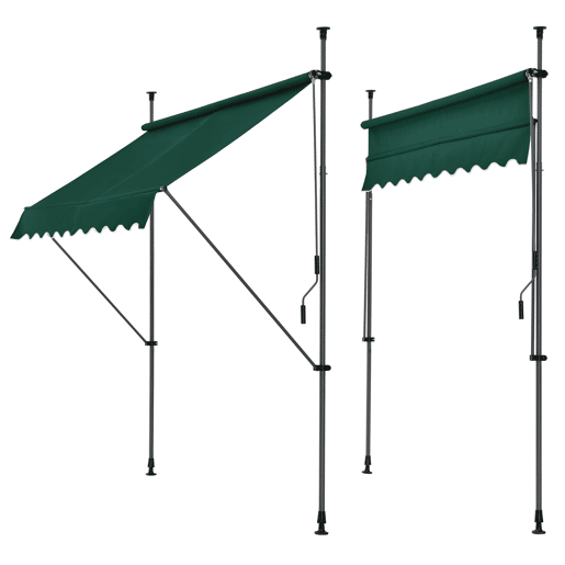 Toldo articulado com varas telescópicas 250 x 120 x 220-309 cm Verde escuro pro.tec