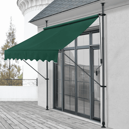 Toldo articulado com varas telescópicas 250 x 120 x 220-309 cm Verde escuro pro.tec
