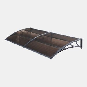 Toldo exterior Mellerud para portas com proteção policarbonato plástico 240 x 80 cm - Preto e castanho en.casa