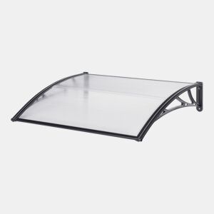 Toldo exterior Mellerud para portas com proteção policarbonato  proteção plástica 150 x 100 cm - Transparente e Preto en.casa