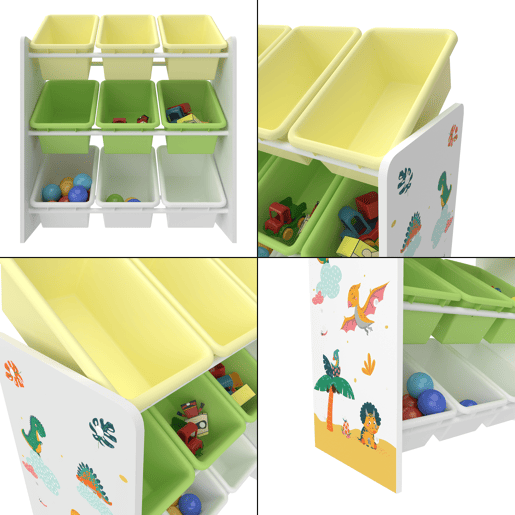 Estante para crianças Muxía 3 níveis dinossauro aglomeradoplástico 60 x 62 x 27 cm multicolor en.casa