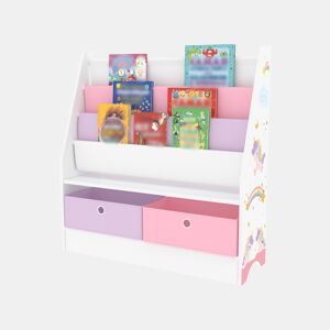 Estante infantil Neda com motivo de unicórnio 74 x 71 x 23 cm brancoroxorosa en.casa