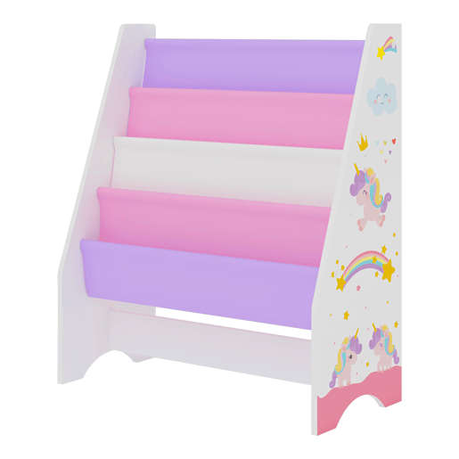 Estante para crianças Fisterra 4 níveis unicórnio aglomeradopoliéster 74 x 62 x 29 cm multicolor en.casa