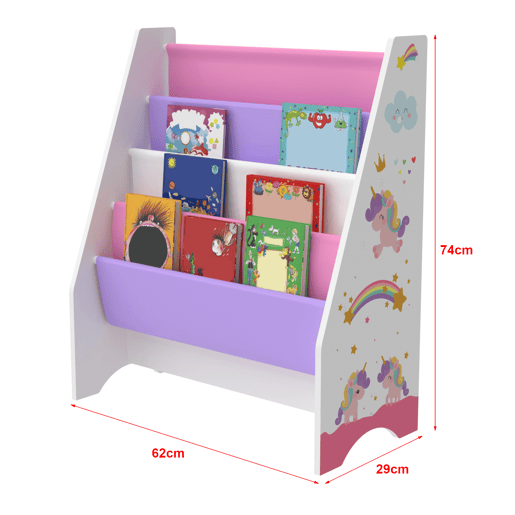 Estante para crianças Fisterra 4 níveis unicórnio aglomeradopoliéster 74 x 62 x 29 cm multicolor en.casa
