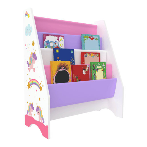 Estante para crianças Fisterra 4 níveis unicórnio aglomeradopoliéster 74 x 62 x 29 cm multicolor en.casa