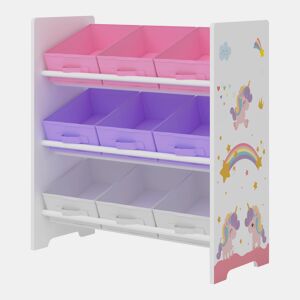 Estante para crianças Boiro 9 caixas dobráveis Motivo Unicórnio 60x62x30 cm en.casa