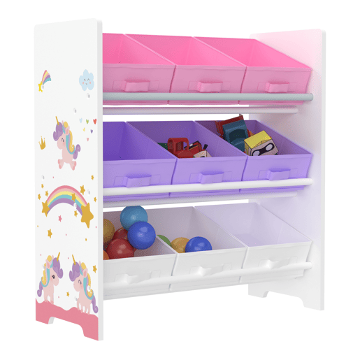 Estante para crianças Boiro 9 caixas dobráveis Motivo Unicórnio 60x62x30 cm en.casa