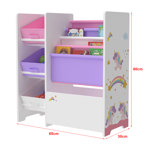 Estante para crianças Vimianzo unicórnio motivo aglomeradotela 60 x 65 x 30 cm multicolor en.casa