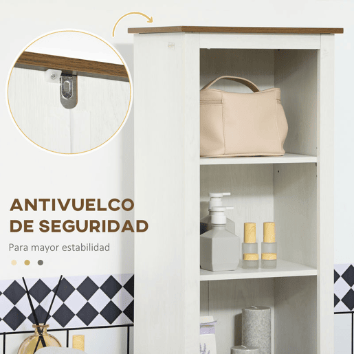 kleankin Conjunto para Casa de Banho Inclui 1 Móvel para Lavatório Pousar 1 Coluna de Casa de Banho e 1 Armário de Parede para Casa de Banho Estilo Clássico Branco