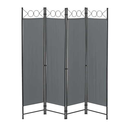 Biombo dobrável Saragossa de 4 painéis 171 x 160 cm Cinzento escuro en.casa