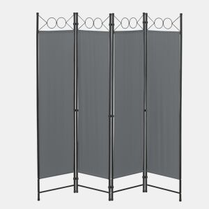 Biombo dobrável Saragossa de 4 painéis 171 x 160 cm Cinzento escuro en.casa