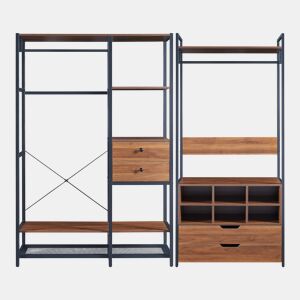Conjunto de 2 bengaleiros Larem com 4 gavetas e 6 compartimentos - PretoEfeito nogueira en.casa