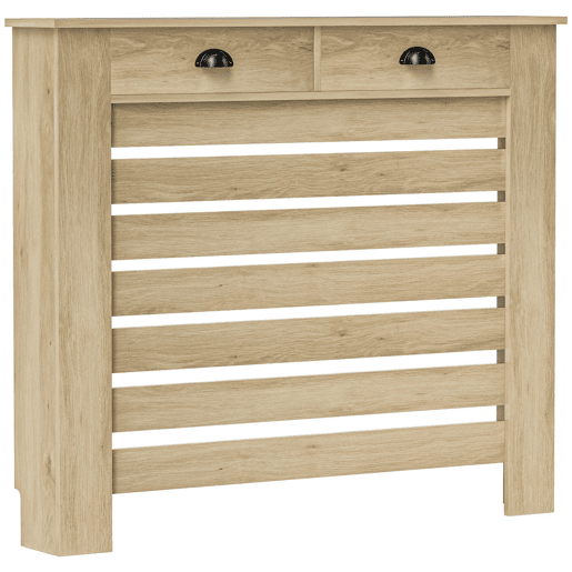 HOMCOM Cobertura para Radiador com Gavetas Cobertura para Radiador de MDF para Sala de Estar Dormitório Corredor 111x19x95,5 cm Carvalho