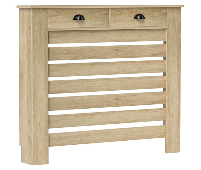 Homcom cubre radiadores con cajón, cubreradiador de mdf, 111x19x95,5 cm, cubierta para radiador, diseño moderno de listones, para salón, dormitorio,