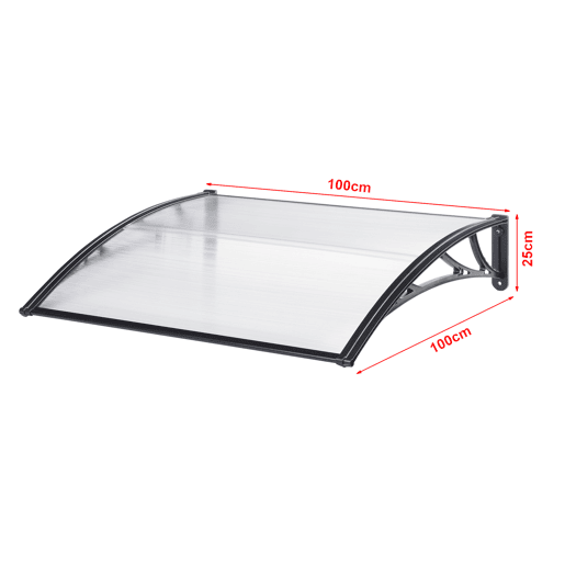 Toldo exterior Mellerud para portas com proteção policarbonato  plástico 100 x 100 cm - Transparente e Preto en.casa