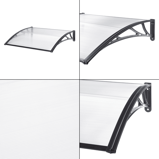 Toldo exterior Mellerud para portas com proteção policarbonato  plástico 100 x 100 cm - Transparente e Preto en.casa