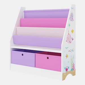 Estante infantil Neda com decoração marinha 74x71x23cm brancoroxorosa en.casa