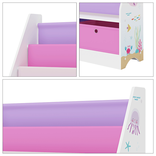 Estante infantil Neda com decoração marinha 74x71x23cm brancoroxorosa en.casa
