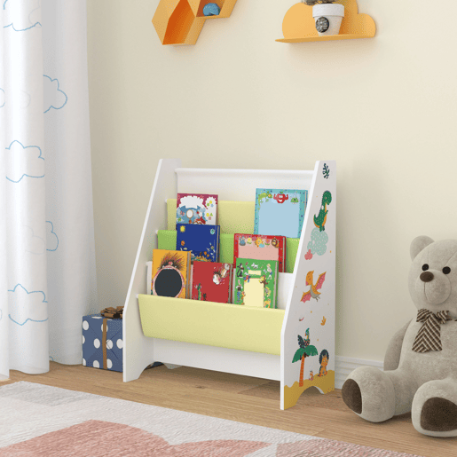 Estante para crianças Fisterra 4 níveis dinossauro aglomeradopoliéster 74 x 62 x 29 cm multicolor en.casa