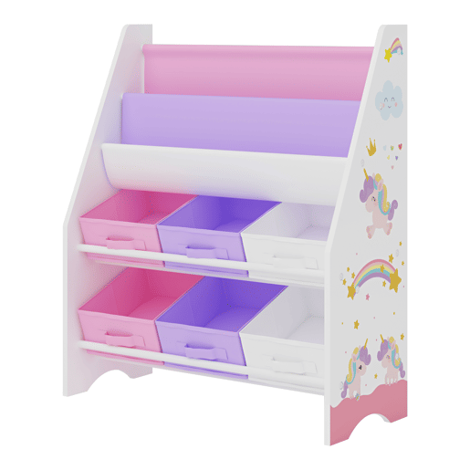 Estante para crianças Ponteceso unicórnio motivo aglomeradotela 74 x 62 x 27 cm multicolor en.casa
