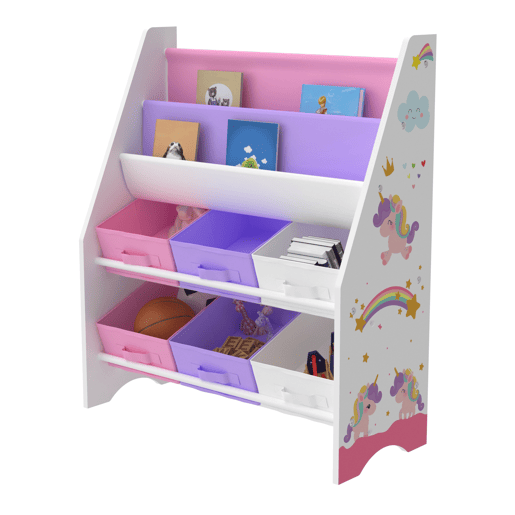 Estante para crianças Ponteceso unicórnio motivo aglomeradotela 74 x 62 x 27 cm multicolor en.casa
