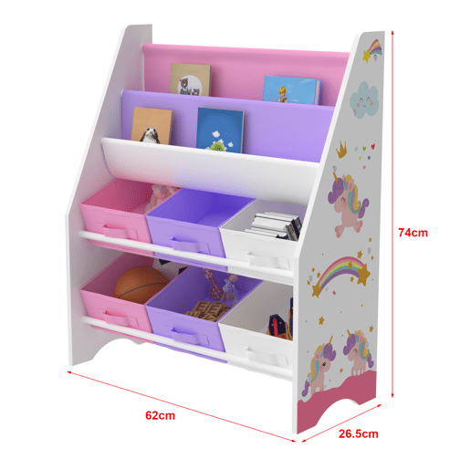 Estante para crianças Ponteceso unicórnio motivo aglomeradotela 74 x 62 x 27 cm multicolor en.casa