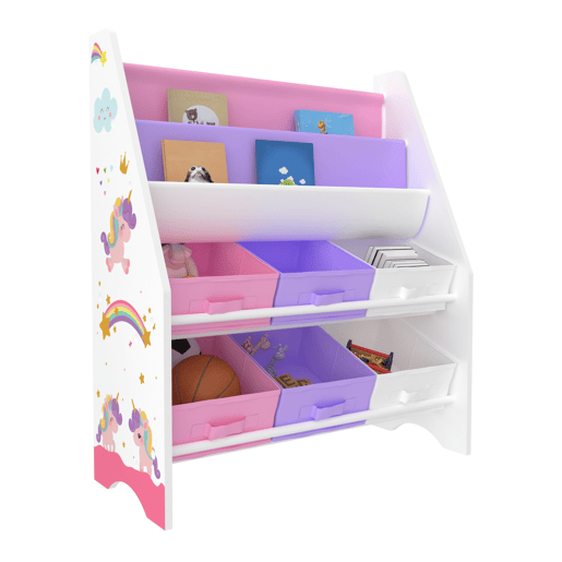 Estante para crianças Ponteceso unicórnio motivo aglomeradotela 74 x 62 x 27 cm multicolor en.casa