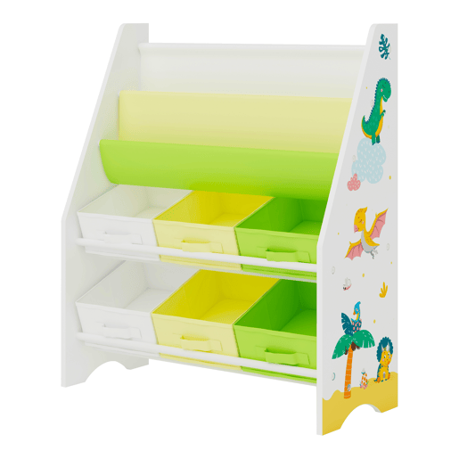Estante para crianças Ponteceso motivo dinossauro aglomeradotela 74 x 62 x 27 cm multicolorido en.casa