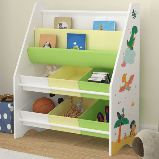 Estante para crianças Ponteceso motivo dinossauro aglomeradotela 74 x 62 x 27 cm multicolorido en.casa
