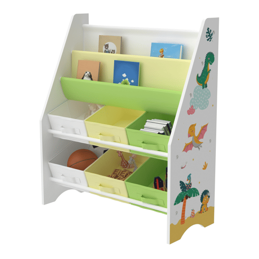 Estante para crianças Ponteceso motivo dinossauro aglomeradotela 74 x 62 x 27 cm multicolorido en.casa
