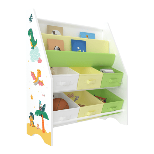 Estante para crianças Ponteceso motivo dinossauro aglomeradotela 74 x 62 x 27 cm multicolorido en.casa