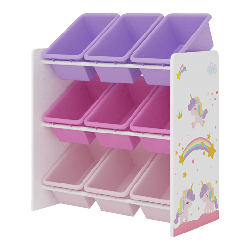 Estante para crianças Muxía 3 níveis unicórnio aglomeradoplástico 60 x 62 x 27 cm multicolor en.casa