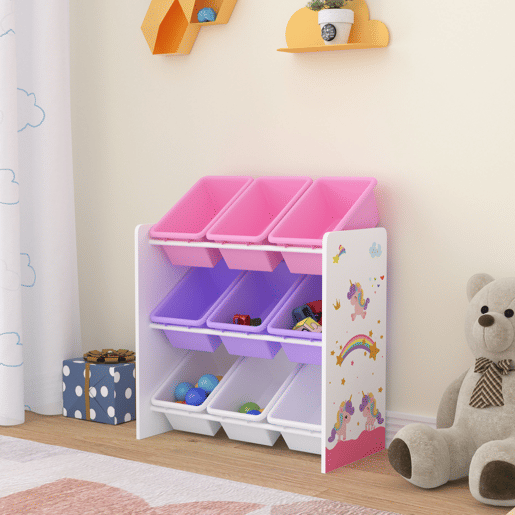 Estante para crianças Muxía 3 níveis unicórnio aglomeradoplástico 60 x 62 x 27 cm multicolor en.casa